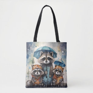 Bolsa Tote Guaxinins Fofos na Chuva