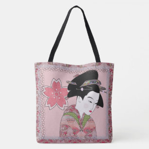Bolsa Tote Gueixa da flor de cerejeira