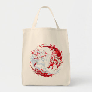 Bolsa Tote Guerreiro Lobo Cósmico Branco Vermelho