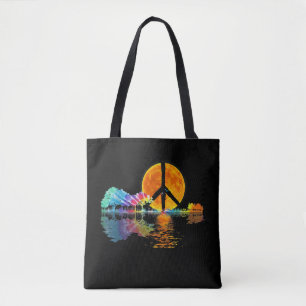 Bolsa Tote Guitar-lago Shadow Peace Love Guitar Hippie