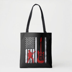 Bolsa Tote Guitarista norte-americano Vintage Flag Guitar