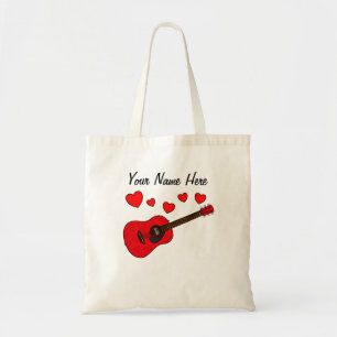 Bolsa Tote Guitarra Acústica Corações Guitarrista Personaliza