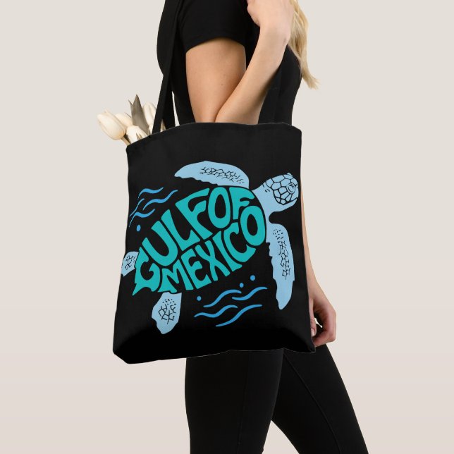Bolsa Tote Gulf of Mexico Sea Turtle Typography (Close Up)