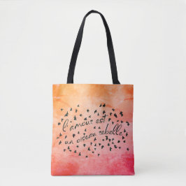 Bolsa Tote Habanera l'amour est un oiseau rebelle aquarela