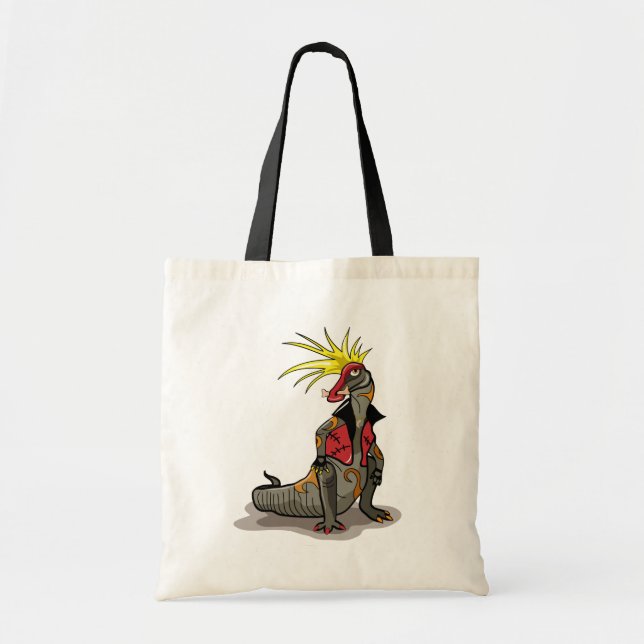 Bolsa Tote Hadrosaurus Dinossaur Vestido Como Um Punk. (Frente)
