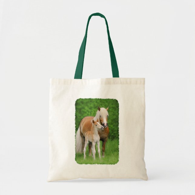 Bolsa Tote Haflinger Horse Cute Baby Foal Kiss Mãe Pony Foto (Frente)