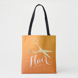 Bolsa Tote Hairstylist Makeup Salon Chic Orange Tesoura Doura
