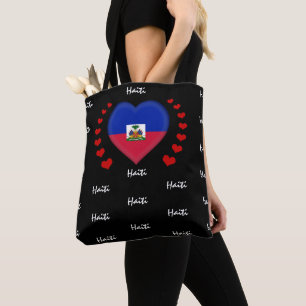 Bolsa Tote Haiti Flag & Heart, Haitian Flag fashion/sport