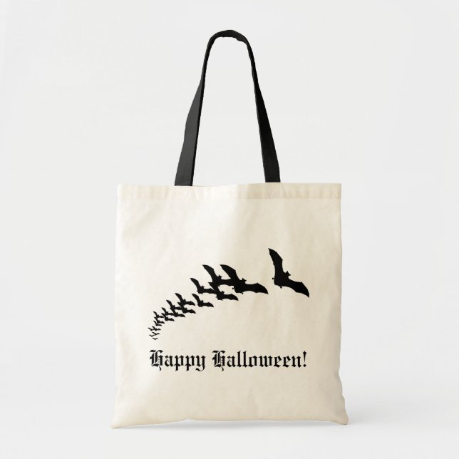 Bolsa Tote Halloween Antigo com um Enxame de Morcegos Voadore (Frente)