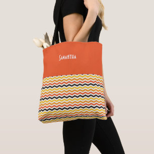 Bolsa Tote Halloween Autumn Chevron Fall Pumpkin