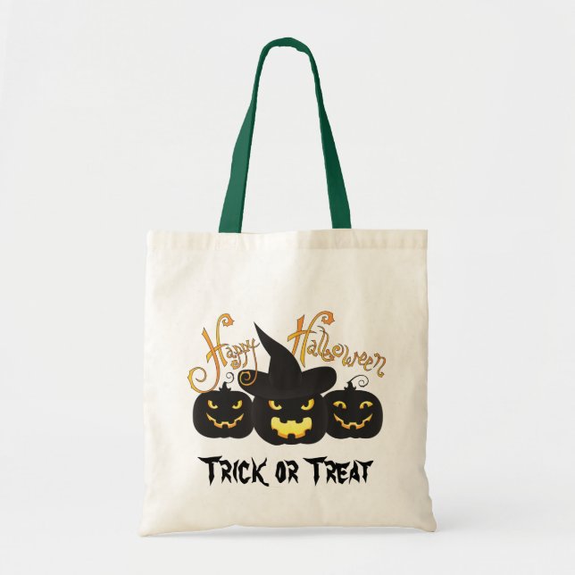 Bolsa Tote Halloween Black Jack O'Lanterns Bag (Frente)