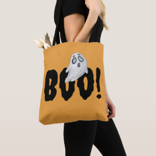 Bolsa Tote Halloween Boo Ghost Bag, Orange Themed Spooky