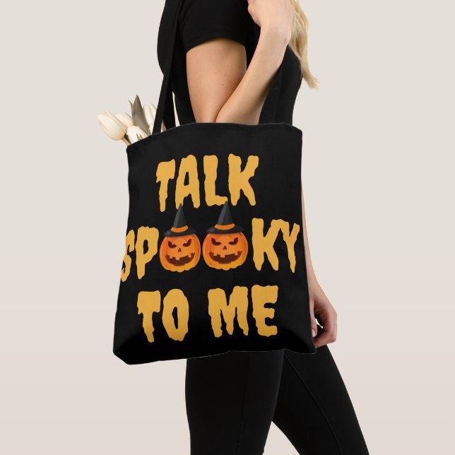 Bolsa Tote Halloween Boo Pumpkin Fala Mal De Mim (Close Up)