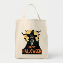 Bolsa Tote halloween, bruxa, lua de cheio, morcegos, assustad