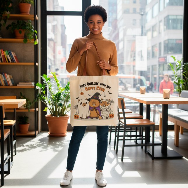 Bolsa Tote Halloween Capybara Funny Personalizável "Cappy Cre (Criador carregado)