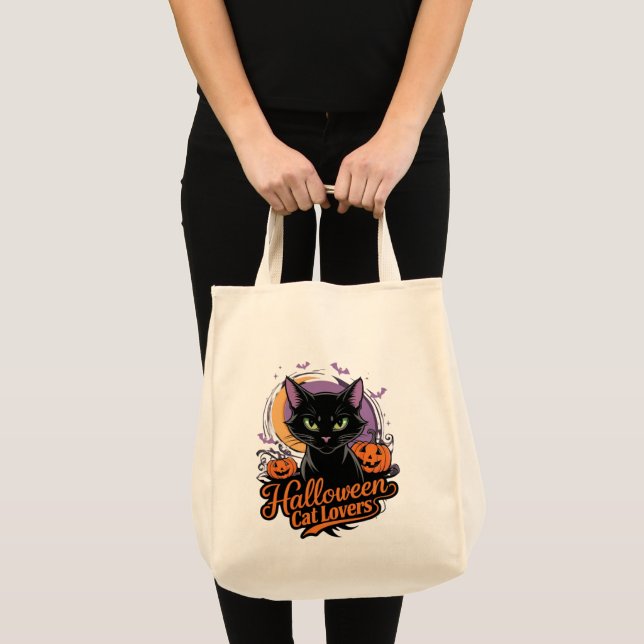Bolsa Tote Halloween Cat Lovers (Frente (produto))