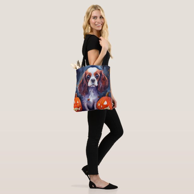 Bolsa Tote Halloween Cavalier King Charles Spaniel Pumpkins (No(a) Modelo)