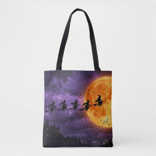 Bolsa Tote Halloween com Lua e Bruxa