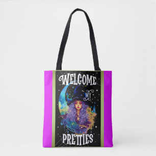 Bolsa Tote Halloween da beleza da bruxa retrô