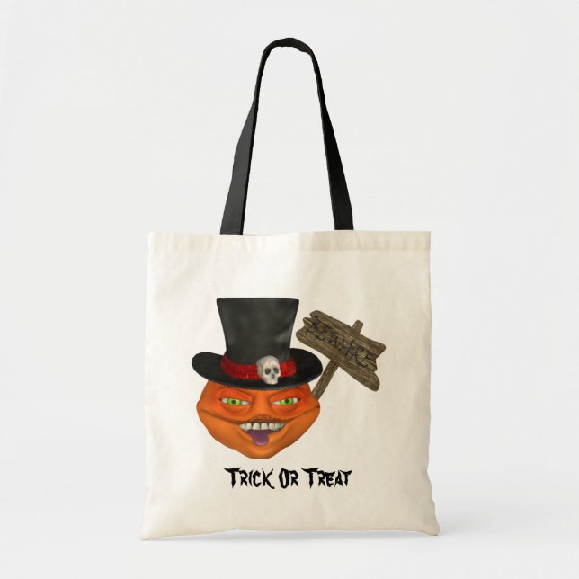 Bolsa Tote Halloween da Cabeça de Abóbora (Frente)