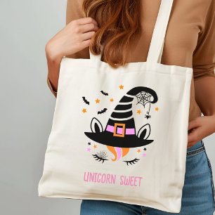 Bolsa Tote Halloween de bruxa de Unicórnio Bonita