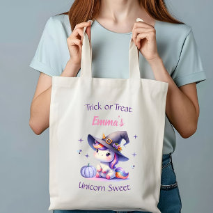 Bolsa Tote Halloween de bruxa de Unicórnio Bonita Personaliza