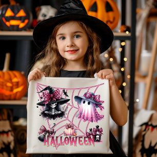 Bolsa Tote Halloween de coquete rosa e preto