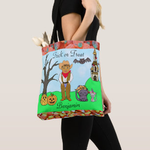 Bolsa Tote Halloween de fantasia de cowboy de Trick ou Treat
