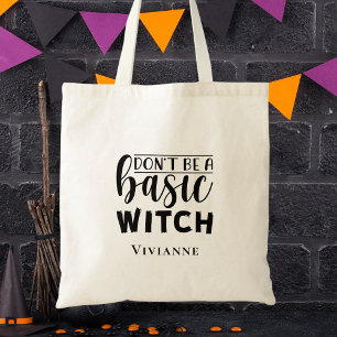 Bolsa Tote Halloween de tipografia de Script Preto e Branco M