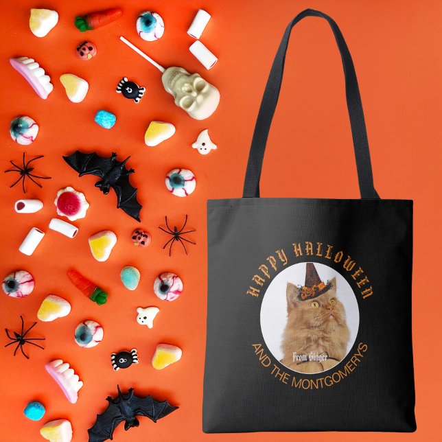 Bolsa Tote Halloween de Trick Trick Trick Trick Cat de Cat Pe (Criador carregado)