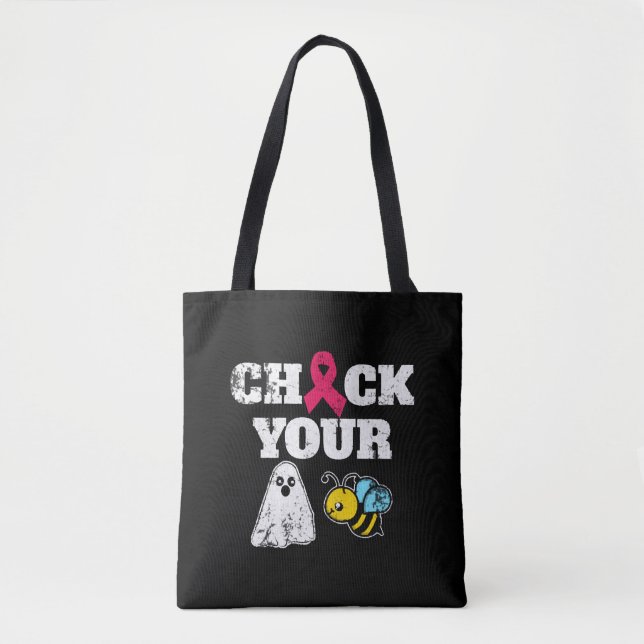 Bolsa Tote Halloween do Cancer da Mama (Frente)
