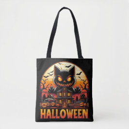 Bolsa Tote Halloween do monstro assustador Gato Assombrado
