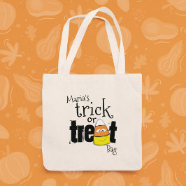 Bolsa Tote Halloween Doces ou Travessuras Cute Script de Milh
