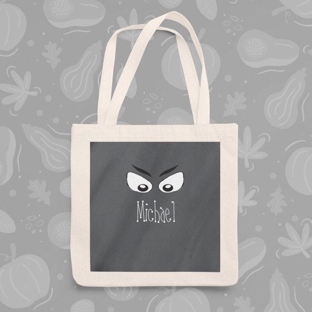 Bolsa Tote Halloween Doces ou Travessuras Fantasmagórico Fant (Whimsical Halloween ghost trick or treat tote bag with cute spooky design.)