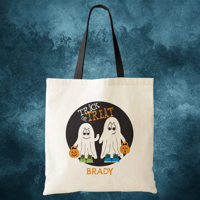 Bolsa Tote Halloween Dois Meninos Fantasmas Besties Candy Bag (Criador carregado)