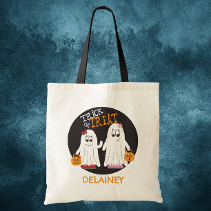 Bolsa Tote Halloween Duas Meninas Fantasmas Besties Candy Bag