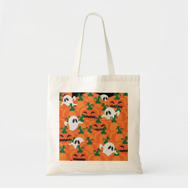 Bolsa Tote Halloween Fantasmas Assombrados Pumpkin Patch (Frente)