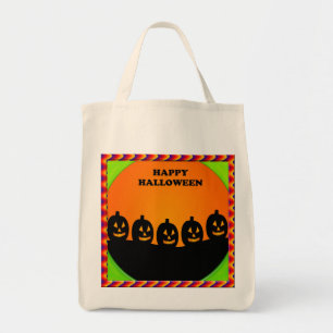Bolsa Tote Halloween Festivo Jack o'Lanterna Silhouettes