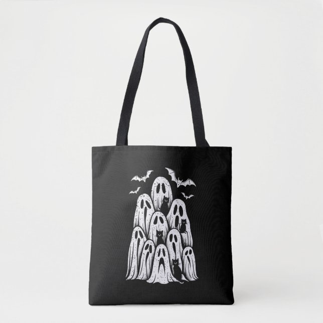 Bolsa Tote Halloween Ghost Cats Lover Fall Spooky Season (Frente)
