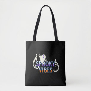 Bolsa Tote Halloween Ghost Spooky Vibes Typografia Lettering
