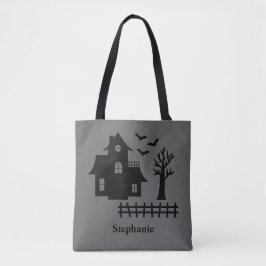Bolsa Tote Halloween Hauneen House Silhouette E Nome Personal