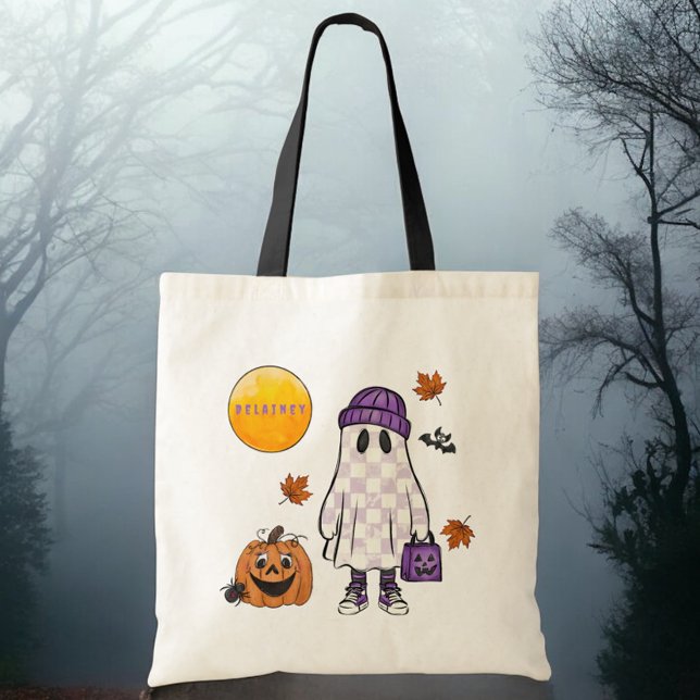 Bolsa Tote Halloween Hip Ghost Treat Bag Custom Kids (Criador carregado)
