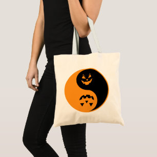 Bolsa Tote Halloween Jack o-lantern Yin Yang