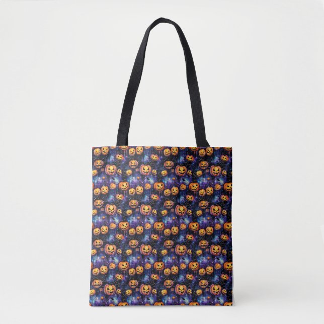 Bolsa Tote Halloween Jack-O-Lanterns Orange Pumpkins (Frente)