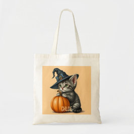 Bolsa Tote Halloween Kitten, Halloween Kitten Witch, 