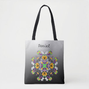 Bolsa Tote Halloween Mandala Ghosts, Pumpkins, Morcegos e Cr