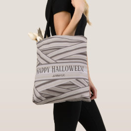 Bolsa Tote Halloween Mummy Stripes E Nome Personalizado