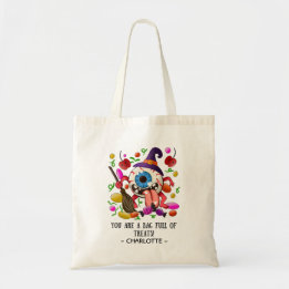 Bolsa Tote Halloween Personalizado Colorido Doce ou Travessur
