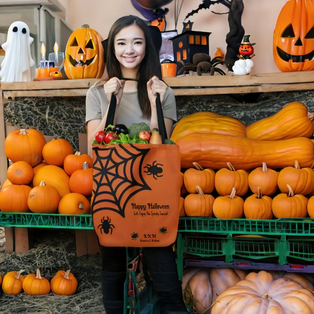 Bolsa Tote Halloween personalizado da teia (Criador carregado)