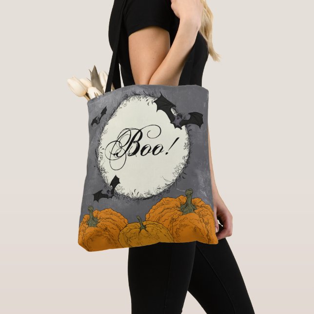 Bolsa Tote Halloween Preto e Laranja Assustador (Close Up)